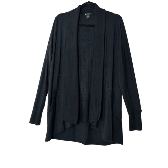 Athleta Cardigan Womens Large Black Pranayama Wrap Modal Nirvana Pockets Stretch - Picture 7 of 8